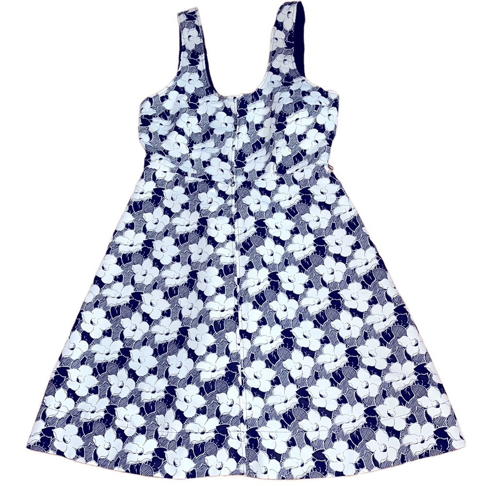 Black and white monochrome floral dress , zip up the back